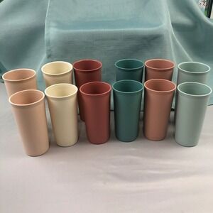 Tupperware Vintage 9oz & 12oz Bell Tumblers Set of 12 Muted Pastel Rainbow